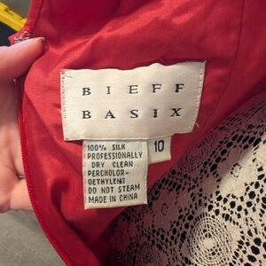 Vintage Bieff Basix Red Silk Beaded Dress (Size 10)